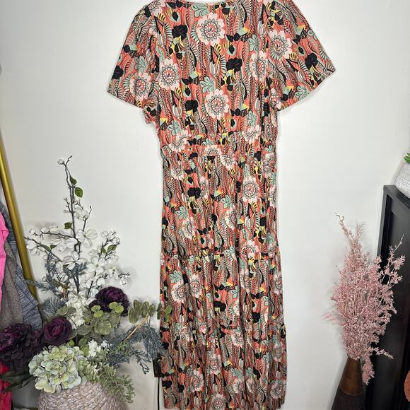ANTHROPOLOGIE x MAEVE Somerset Maxi Dress Pink Floral Cotton Poplin Sz XL {Z14} - Picture 4 of 6